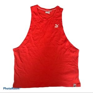 PUMA cotton work-out muscle Tee with logo print.